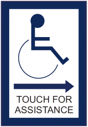 Touch For Assistance Through Glass Sign (Right Arrow)